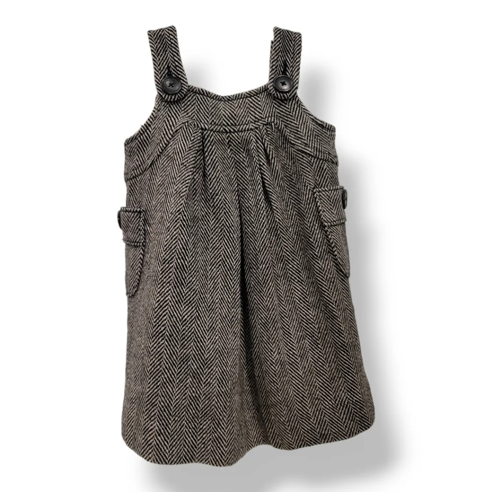Gap Black And White Wool Blend Sleeveless Dress - 12-18 Months